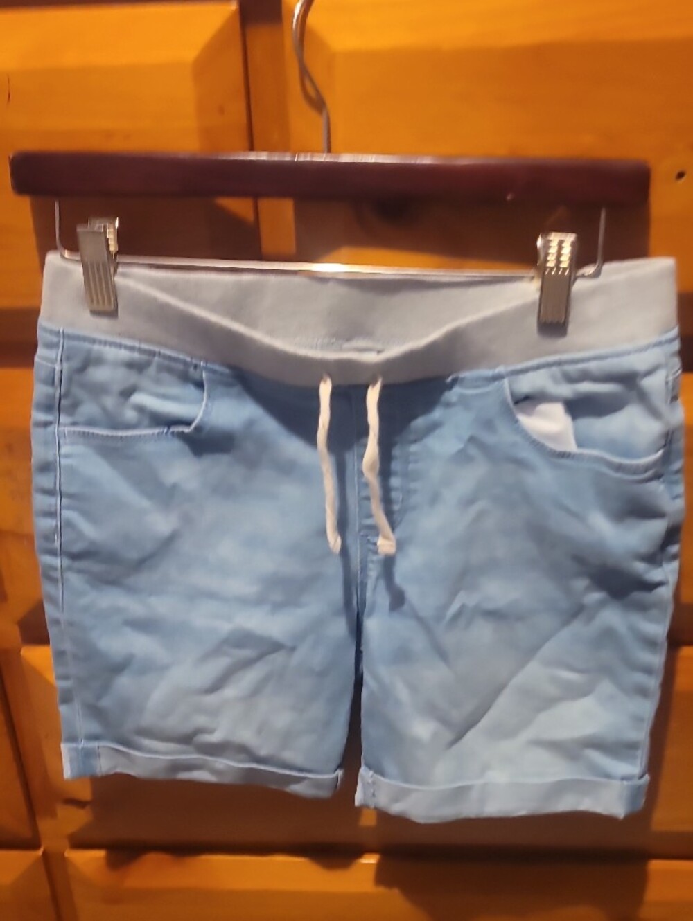 wonder nation Light Blue High-Waist Drawstring Women’s Shorts - Picture 4 of 6